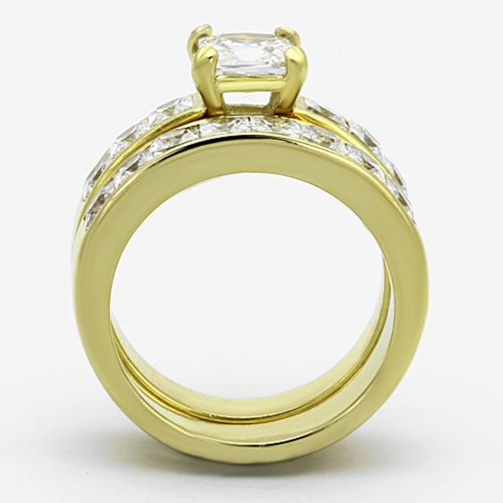 3.75 Ct Zirconia  Stainless Steel Wedding Ring Set - Picture 4 of 6